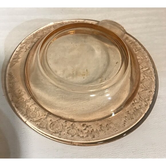 Vintage Pink Depression Glass Ashtray With Floral Etching - Picture 4 of 6